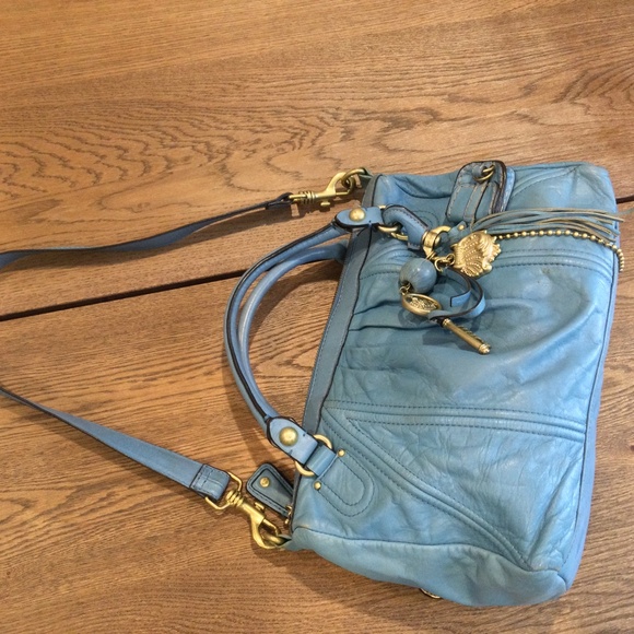 Juicy Couture Handbags - Juicy Couture Baby Blue Leather Puffy Bag Purse Charms EUC I AM THE FAIREST